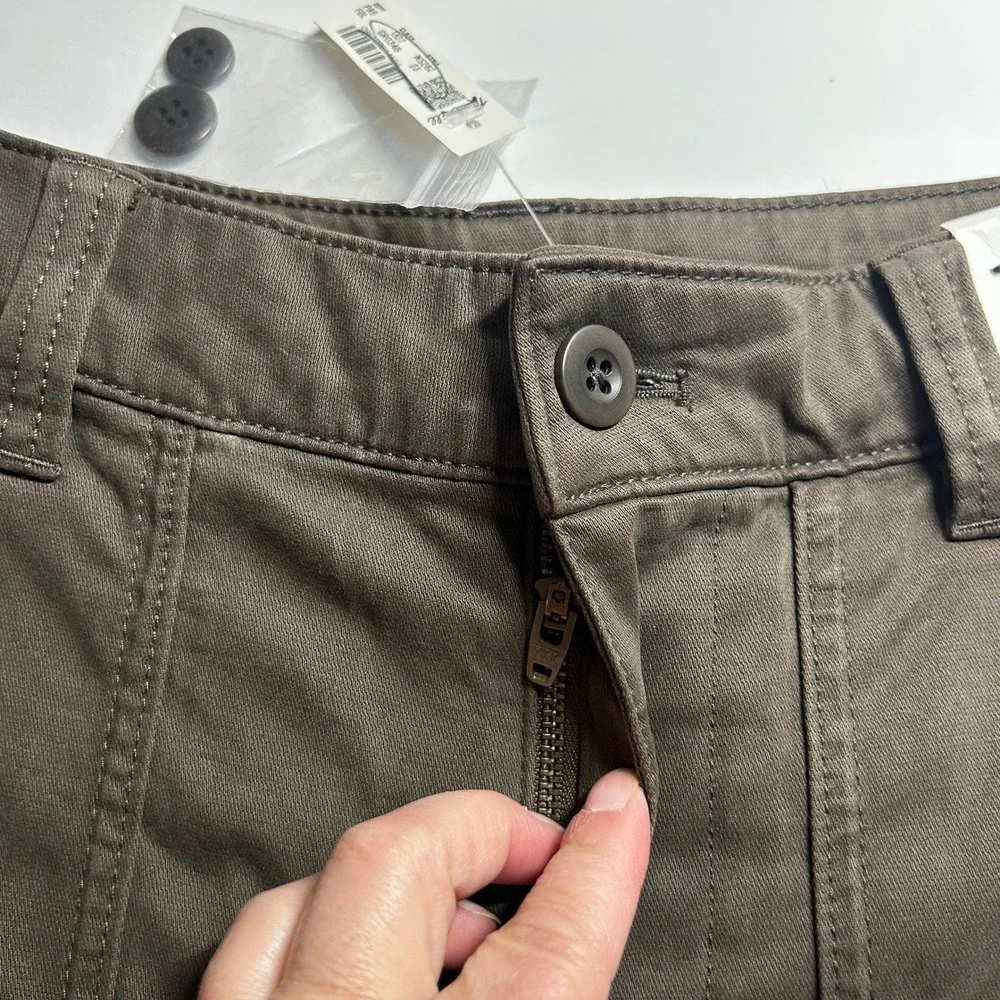 Madewell Womens Olive Darted Barrel Leg Cotton Blend Pants Trousers 23 New - Picture 4 of 10
